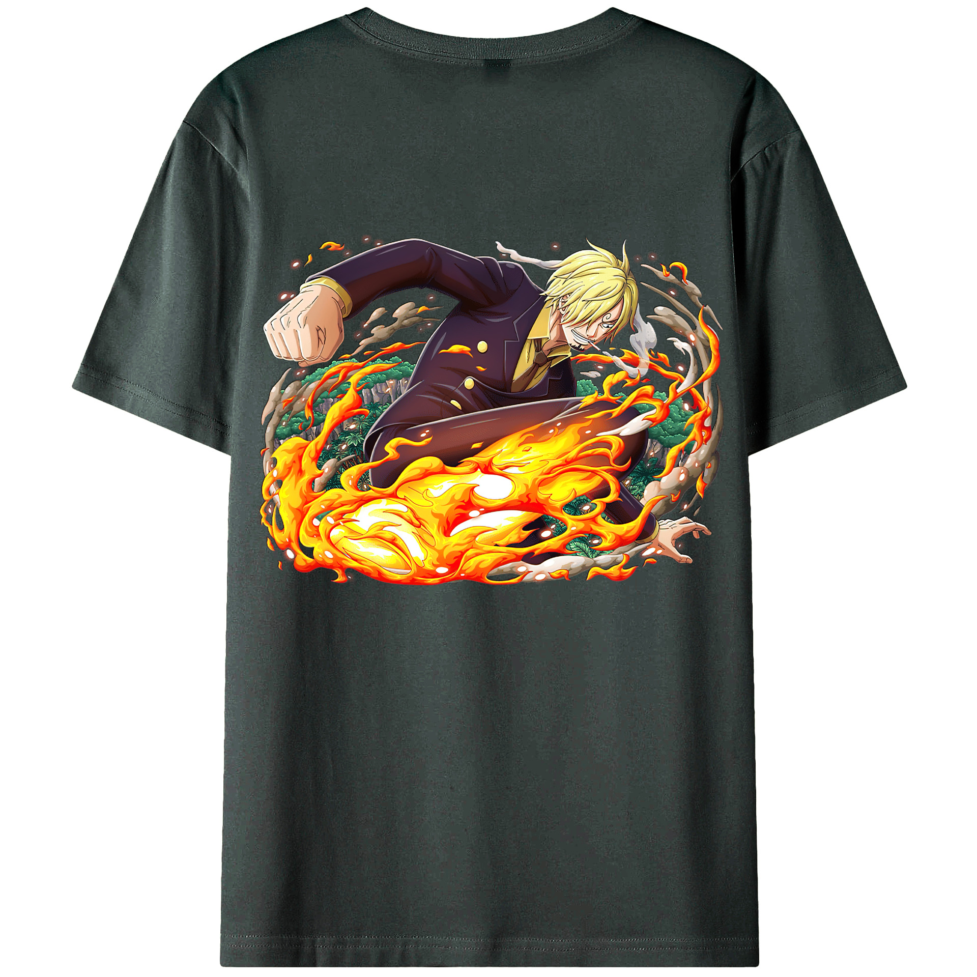 （画像用） ワンピース サンジ ONE PIECE Sanji 綿100％ メンズ半袖Tシャツ（バックプリント） 通気性
